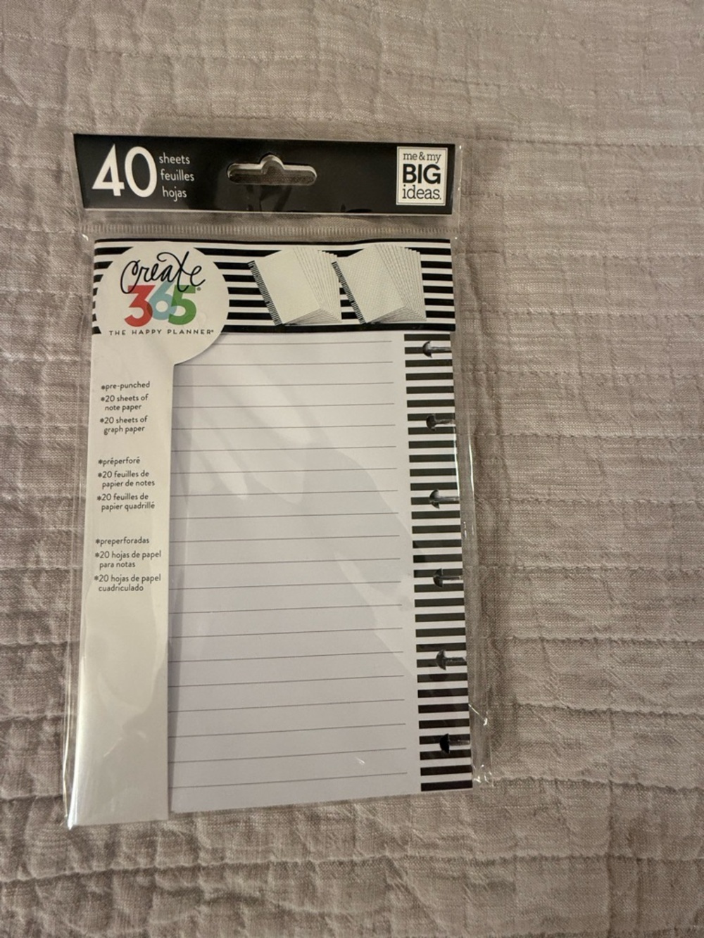 The Happy Planner 40 Sheets Lined Note Paper - Black & White